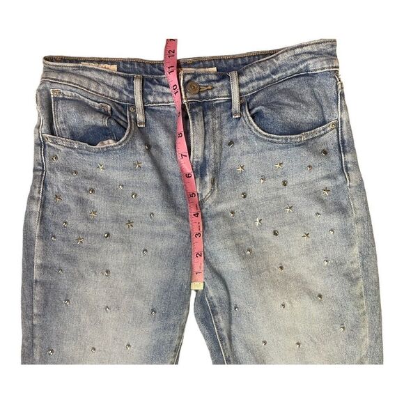 Levis Jeans Women 28 721 High Rise Skinny Blue Star Studded Distressed Jeans - Picture 2 of 9